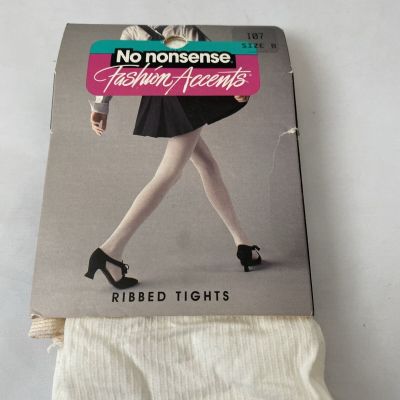 No Nonsense Patterned Control Top Fashion Rib Tights White